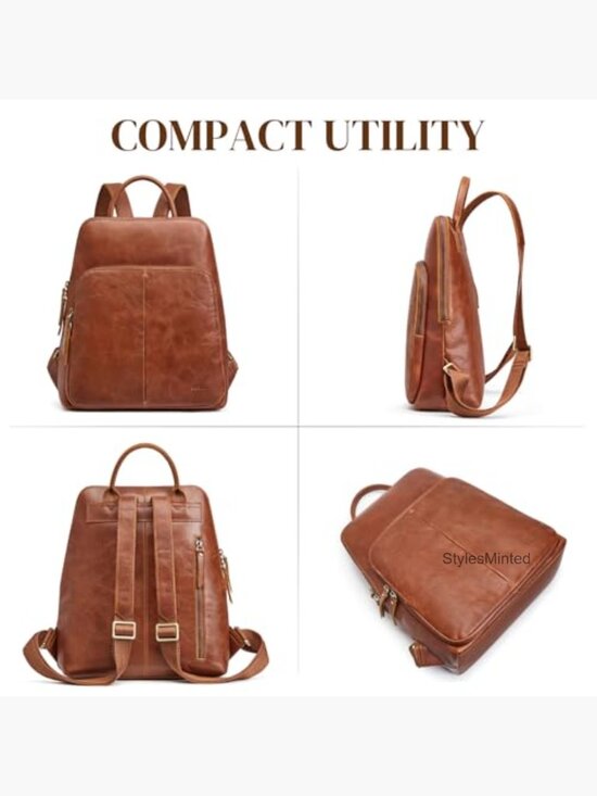 Small Leather Backpack for Women Anti-Theft RFID Travel Daypack